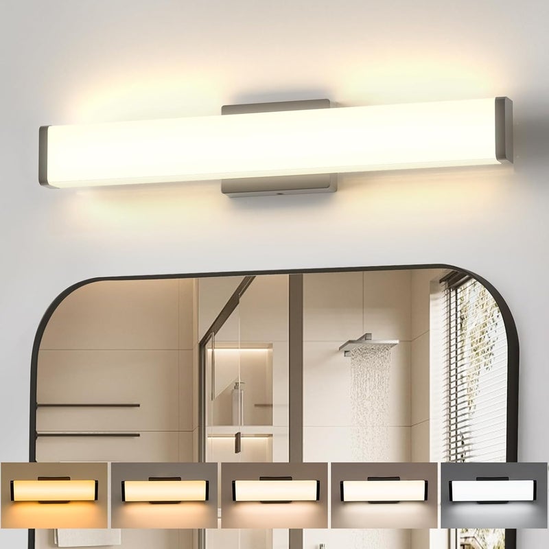 Amico Bathroom Light Fixtures, 16 inch Dimmable 5CCT Led Modern Vanity Lights for Bathroom, Black Wall Lamp for Mirror, Living Room, Kitchen, Hallway, Cabinet Porch-ETL Certificated - Image 1